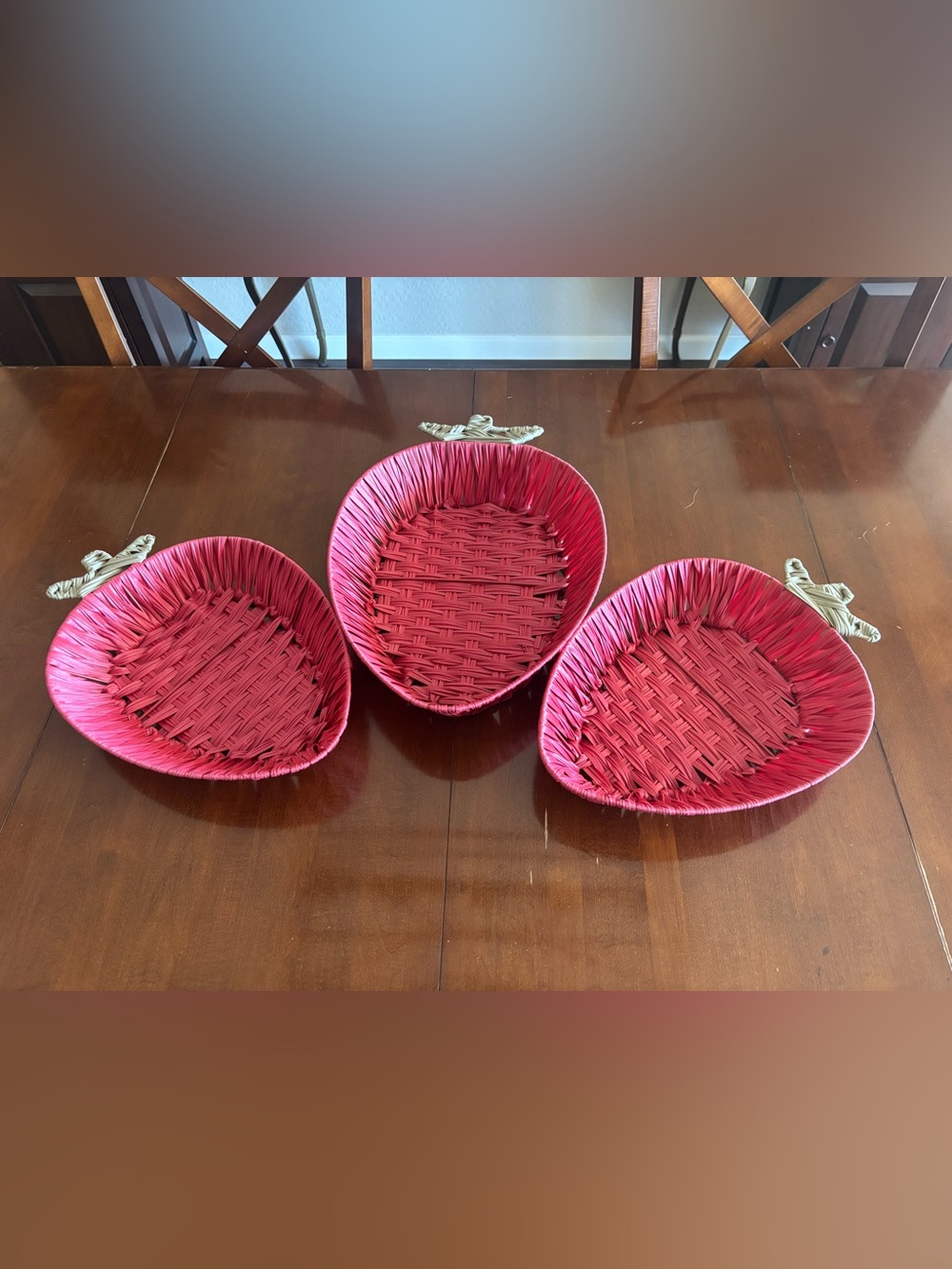 Red Woven Heart Basket Set - Home Accents